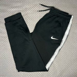 Nike Dri-Fit Black White 2-Pocket Drawstring Athletic Stretch Jogger Pants